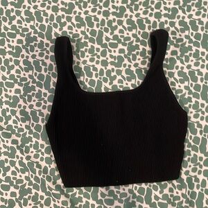 Aritzia Babaton Black Sculpt Knot Squareneck Crop Tank Top